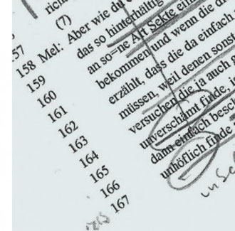 Text mit Anstreichungen